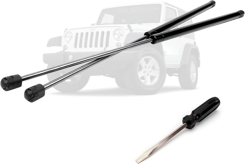 JSTEE Rear Window Glass Lift Supports Shock Struts Compatible with Jeep Wrangler TJ 1997-2006 Sport Utility with Hardtop - Replace# 8195729, 55076310AD(2PC Set),with Screwdriver for Install - Image 1
